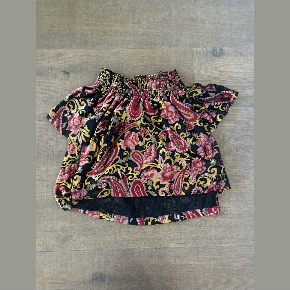 seen worn kept velvet floral off shoulder blouse anthropologie